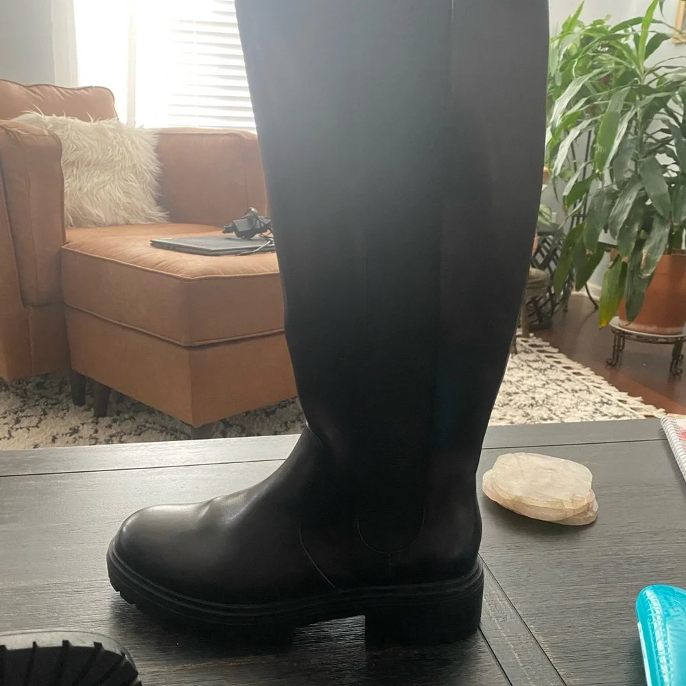 INC International Concepts Black Tall Leather Riding Boots